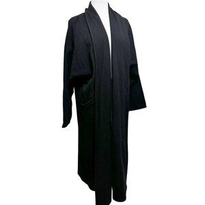 Vtg Eileen Fisher Oversized Wool Coat Black Open Front Slouchy Minimalist Sz 2 M